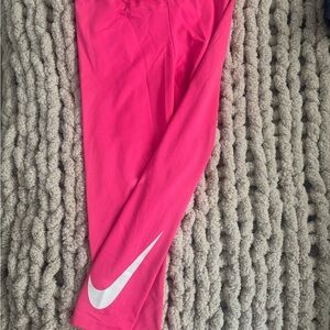 Nike Kids Bright Pink Leggings with White Swoosh